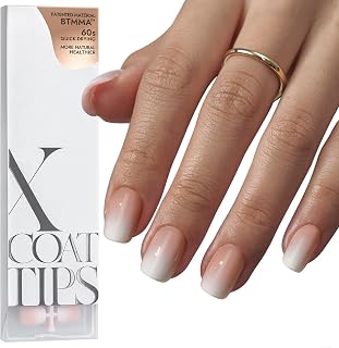 BTArtboxnails XCOATTIPS Ombre Nails - Extra Short Square Press on Nails, 150Pcs 15 Sizes Nude Square Nails Peach, Soft Gel False Nail, Soak Off Acrylic Fake Nails Extensions