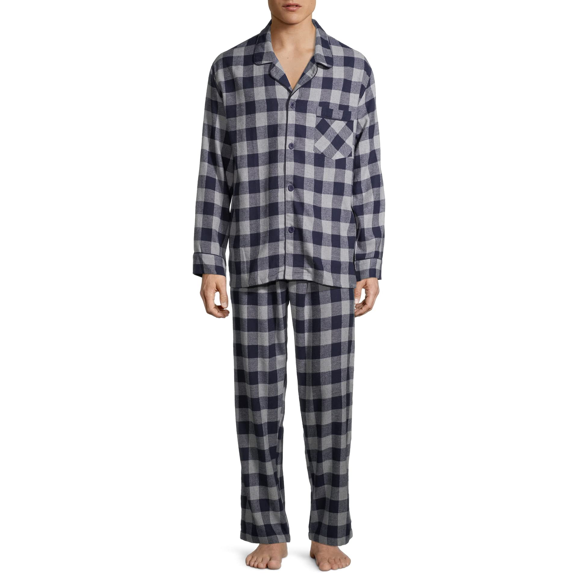 HanesMen's 100% Cotton Flannel Plaid Pajama Top and Pant Set
