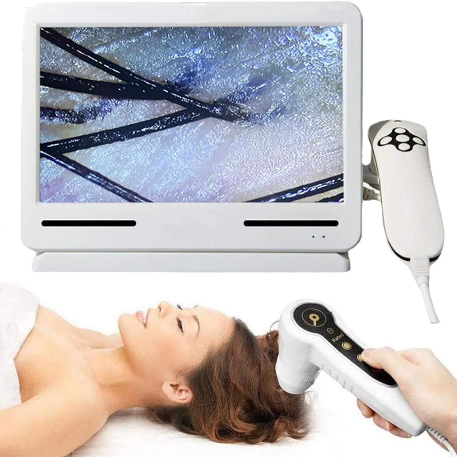 Skin Diagnosis Hair Analyzer, 10 Pulgadas Recargable Cuero Cabelludo Folículo Piloso Aceite De Aumento De Humedad Detector Analizador De La Piel Del Pigmento Tester Machine