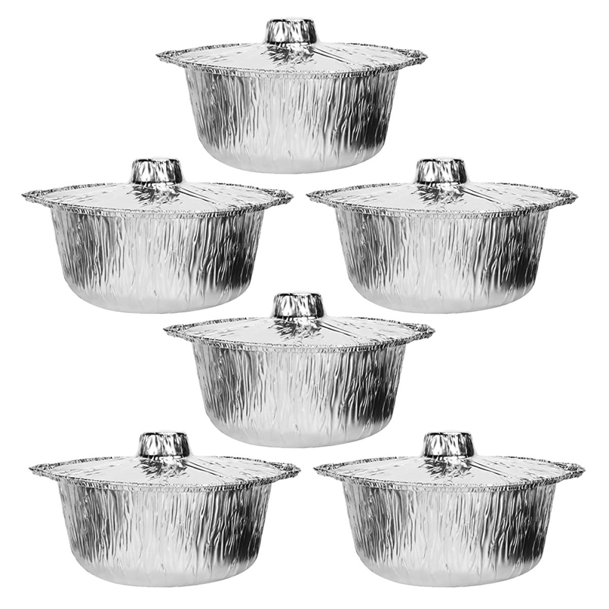 Ollas desechables de diseño portátil y almacenamiento conveniente color plata de 6 piezas