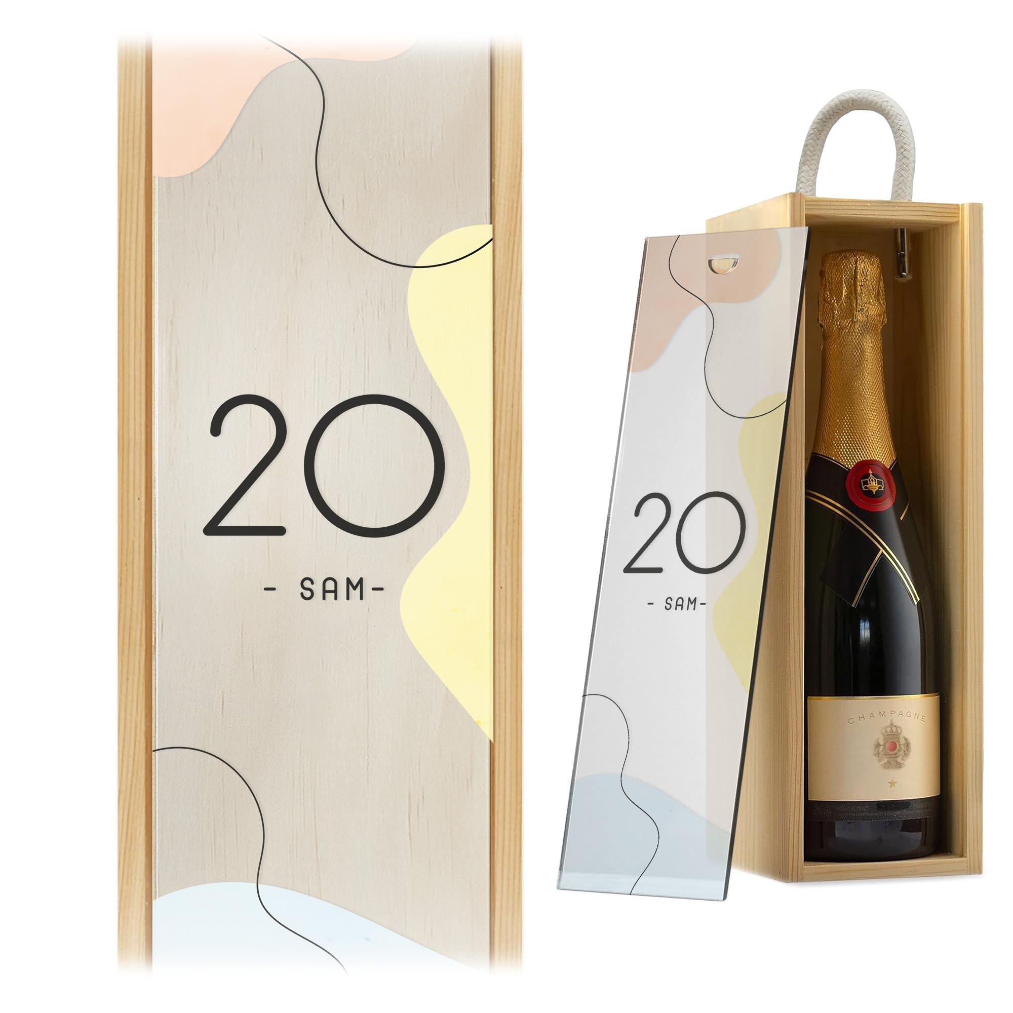 A1 Graphics Ltd Natural Box/Frost Lid Personalised Wine Box Custom Printed Birthday Gift Weddings Anniversary Bridesmaid Groomsmen Birthday Celebration ()