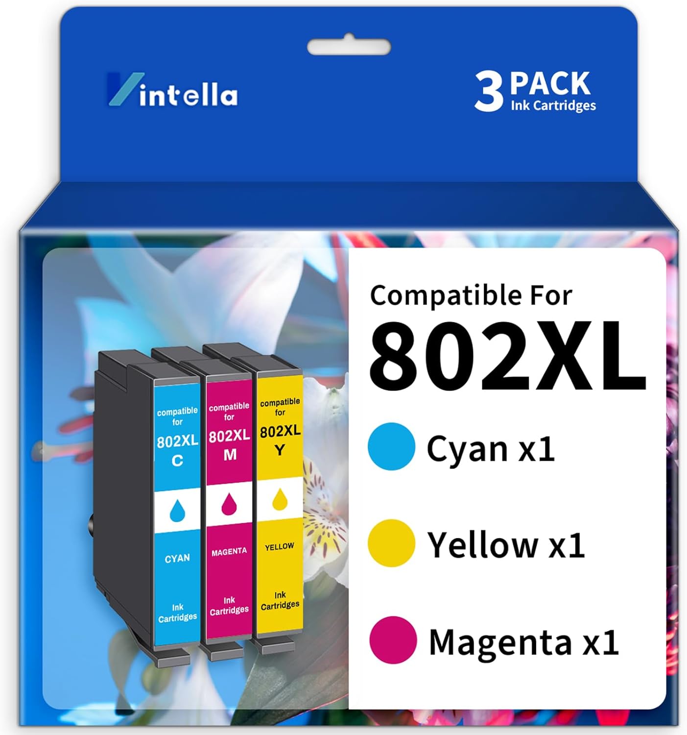 Remanufactured Ink Cartridges Replacement for Epson 802XL 802 T802XL T802 Color Only for Workforce Pro WF-4720 WF-4730 WF-4734 WF-4740 EC-4020 EC-4030 Printer (C/M/Y)