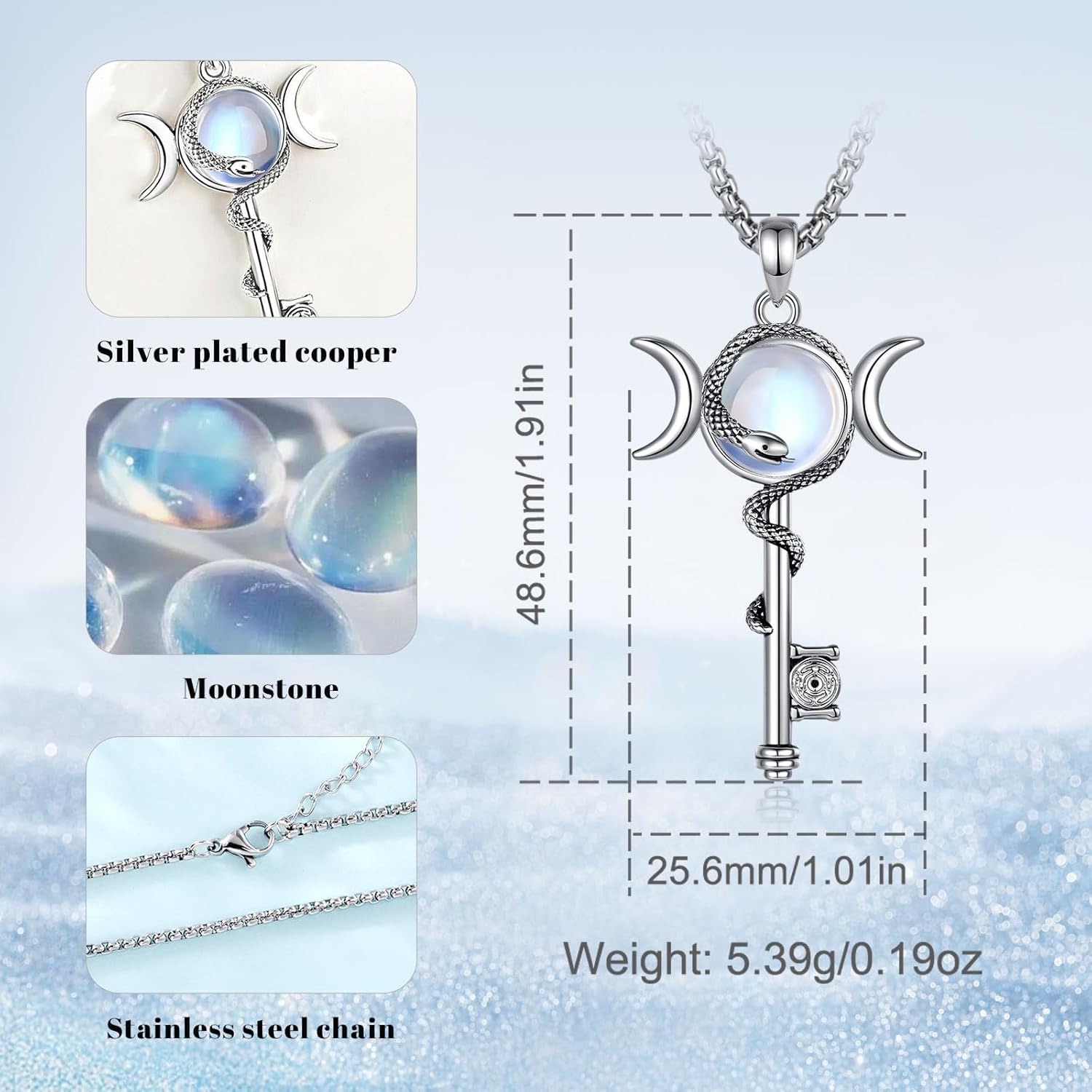 INFUSEU Mystical Hecate Triple Moon Goddess Necklaces, Divine Feminine Protection Gifts - Image 5