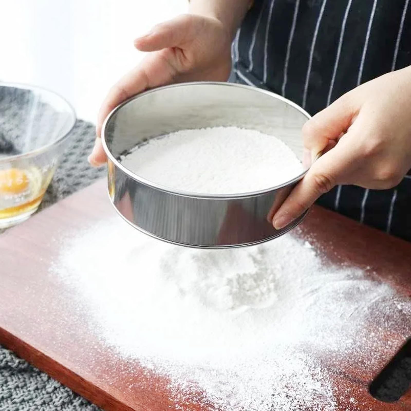 Colino in acciaio inox a maglia fine, setaccio per farina, setaccio per riso e cereali, fagioli, frutta e verdura (40 cm)