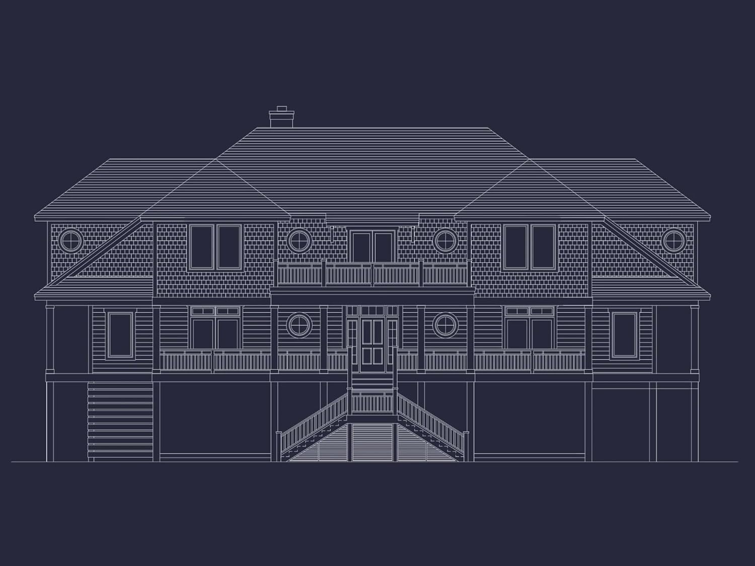 12-2658 House Plan - 7-Bed, 7-Bath, 5,000 SF Coastal Beach House Plan