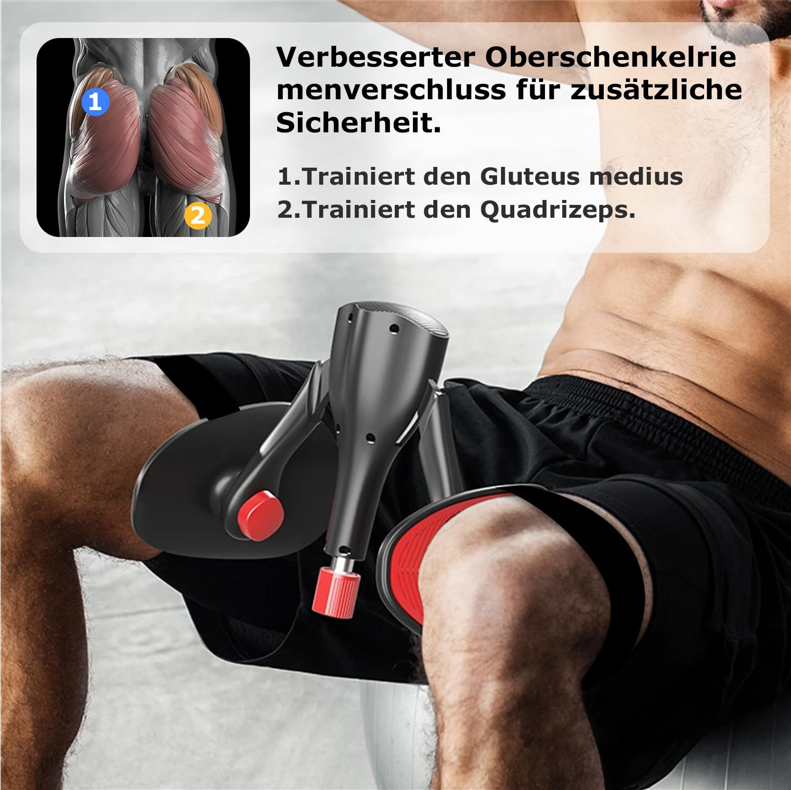 Dijbeentrainer, 5 tot 35 kg bekkenbodemtrainer, multifunctionele beentrainer met intelligente teller, bekkenbodemtrainer voor thuis voor vrouwen en mannen, heuptraining (zwart-rood