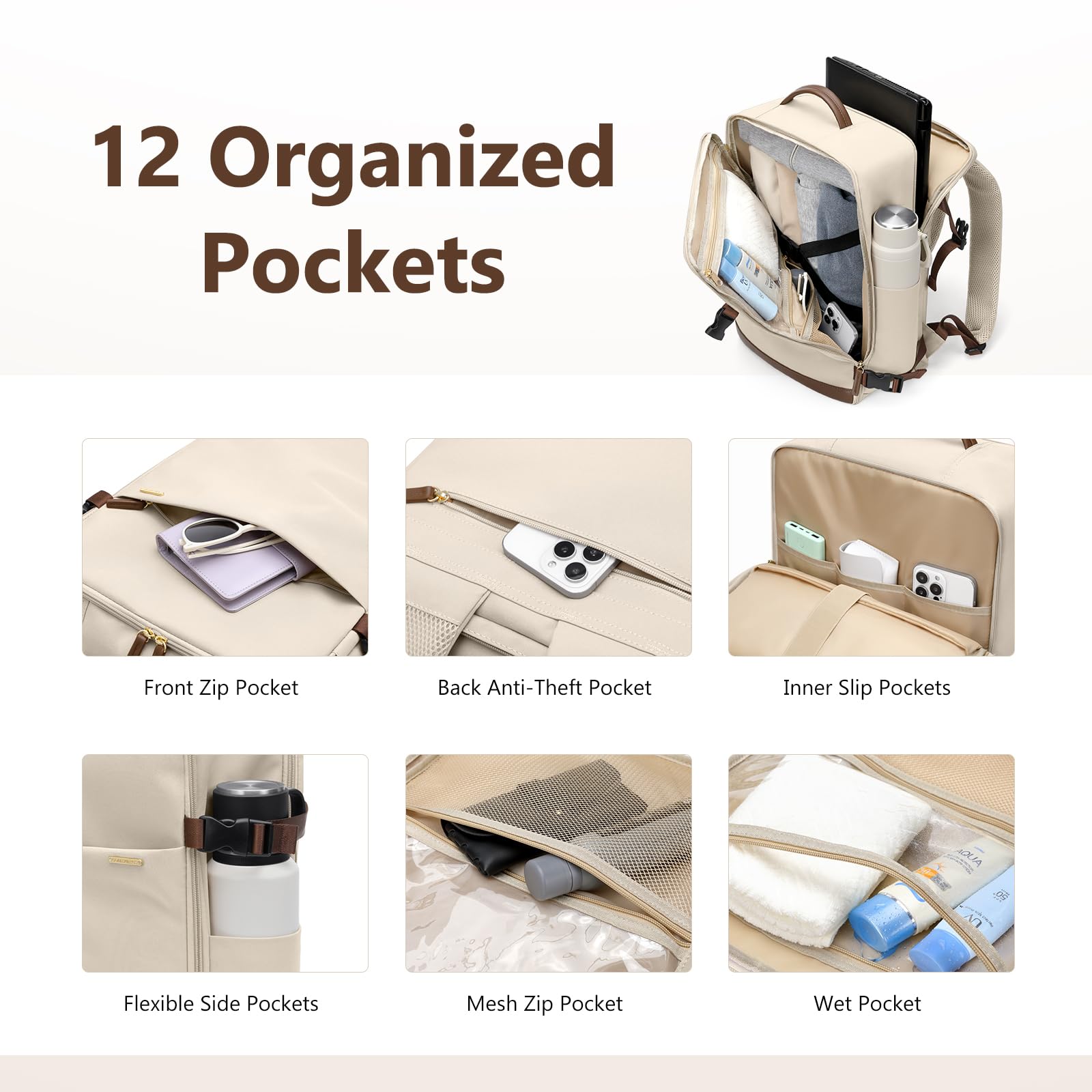 GOLF SUPAGS Zaino Ryanair Zaino da Viaggio Aereo Bagaglio a Mano Borse per Laptop da 17.3 Pollici Donna Uomo Casual Daypack per il Viaggio Lavoro Scuola
