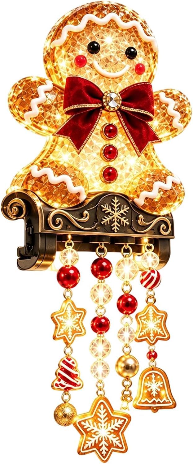 Christmas Porch Railing Lights with Glowing Ornaments