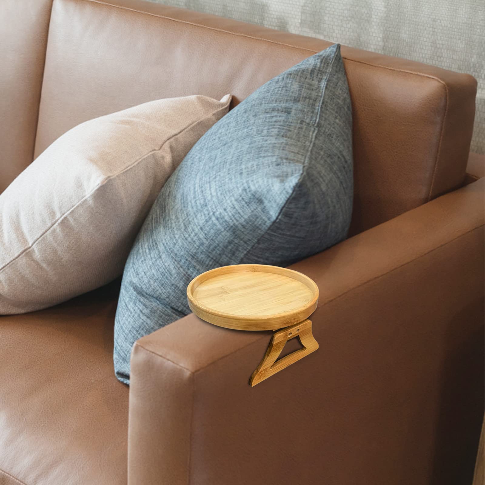 Sofa Armsteun Lade - Stoel tafel voor bank of stoel, opvouwbare bamboe armleuning, flexibele houten tafel voor het gemakkelijk eten en vasthouden van dranken, antislip (donker