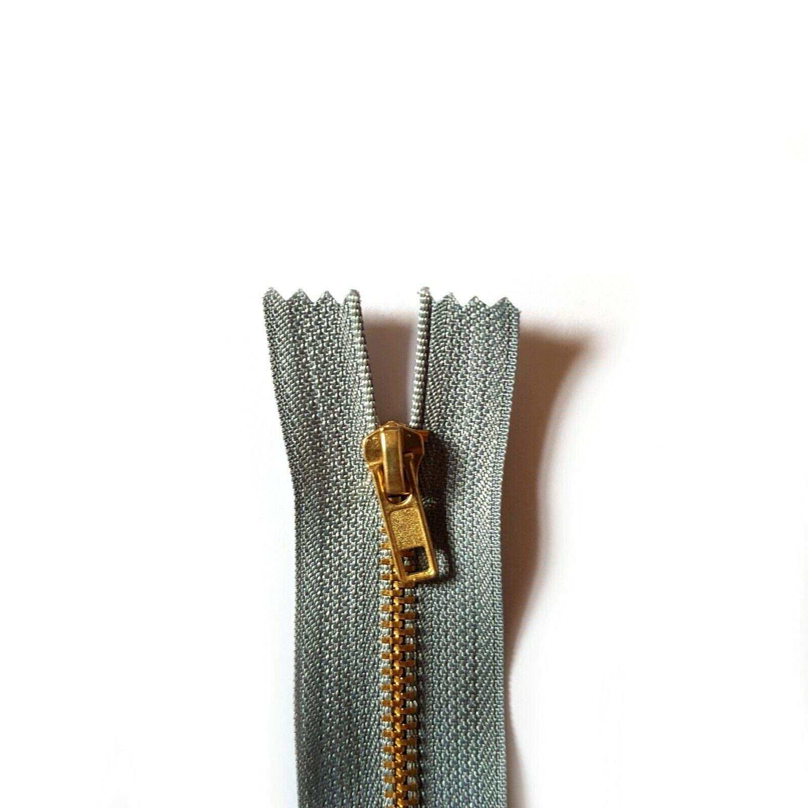 Soladirect Light Grey 8Cm Zip Zipper For Trousers Jeans Handbag - No 4 Brass Closed End