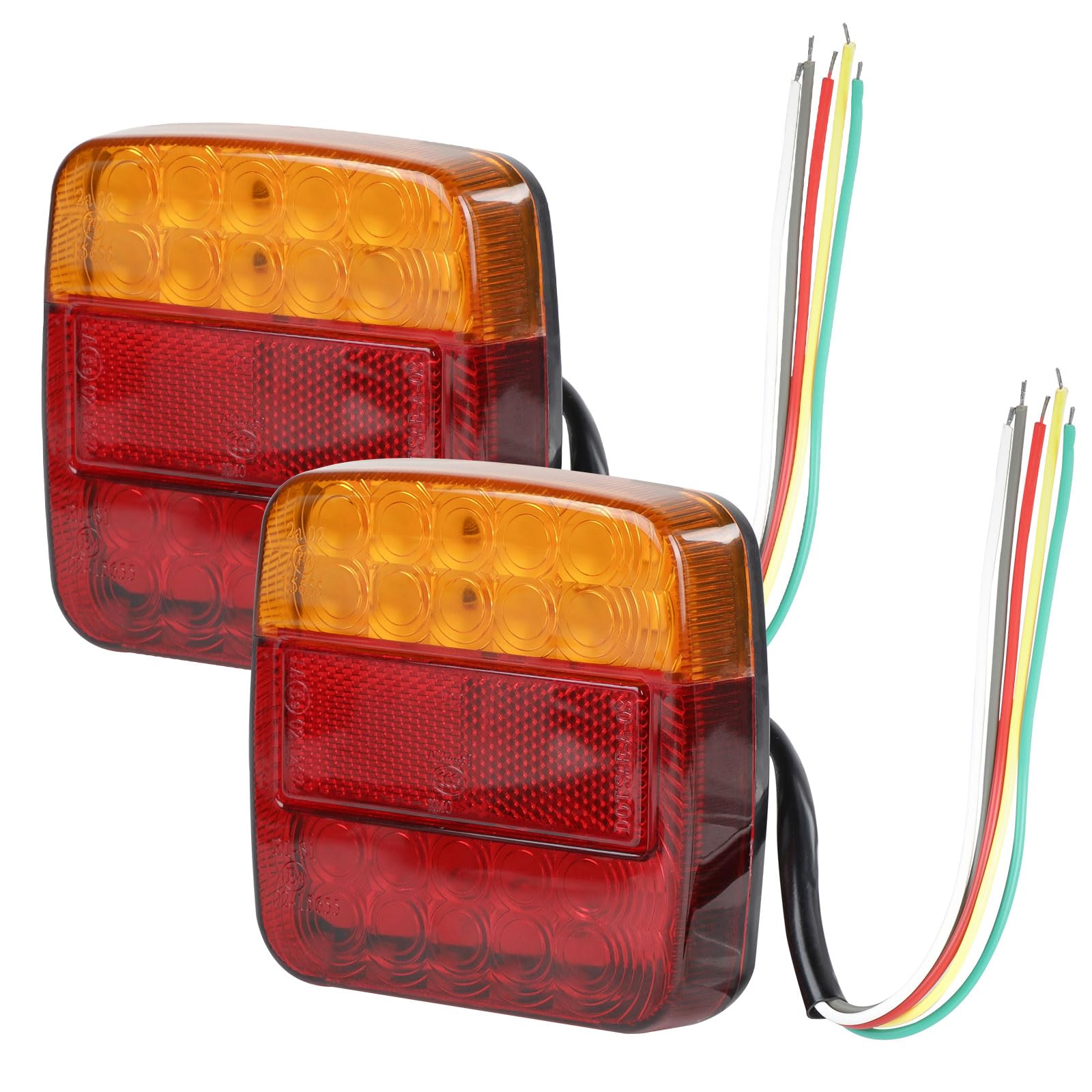 EXLECO 2 X Anhänger Rückleuchten LED Rücklicht Anhänger Beleuchtung 12V Universal Rücklichter 26 LEDs KFZ Heckleuchte LED Augen mit ECE E-Geprüfte Blinker Zubehör für Traktor PKW LKW RV Caravan