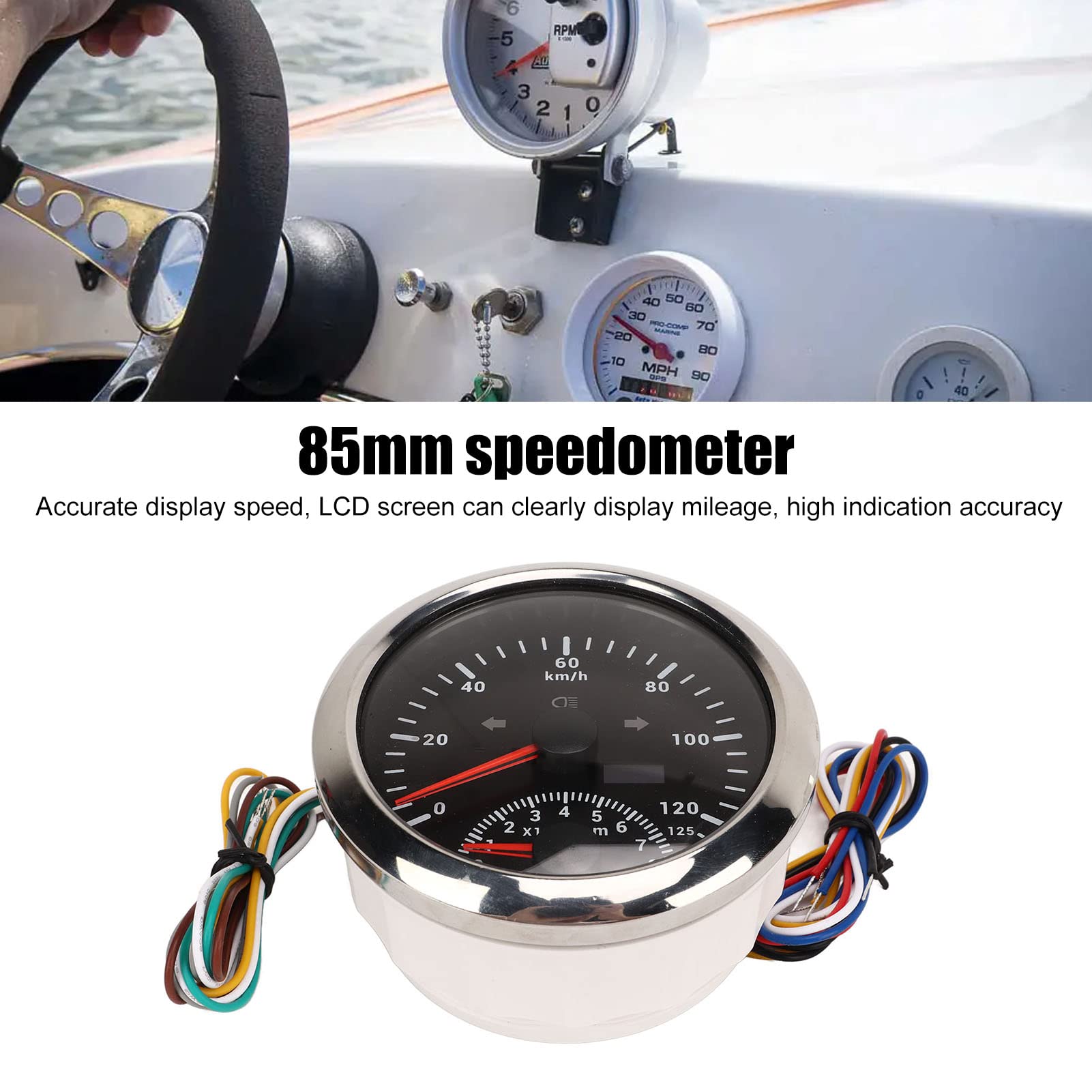 Odómetro GPS, Alta Precisión, Tiempo de Arranque Corto, 85 Mm, Resistente a la Niebla, 8000 RPM, Tacómetro Digital con Retroiluminación para Vehículos Marinos, ATV (Bisel