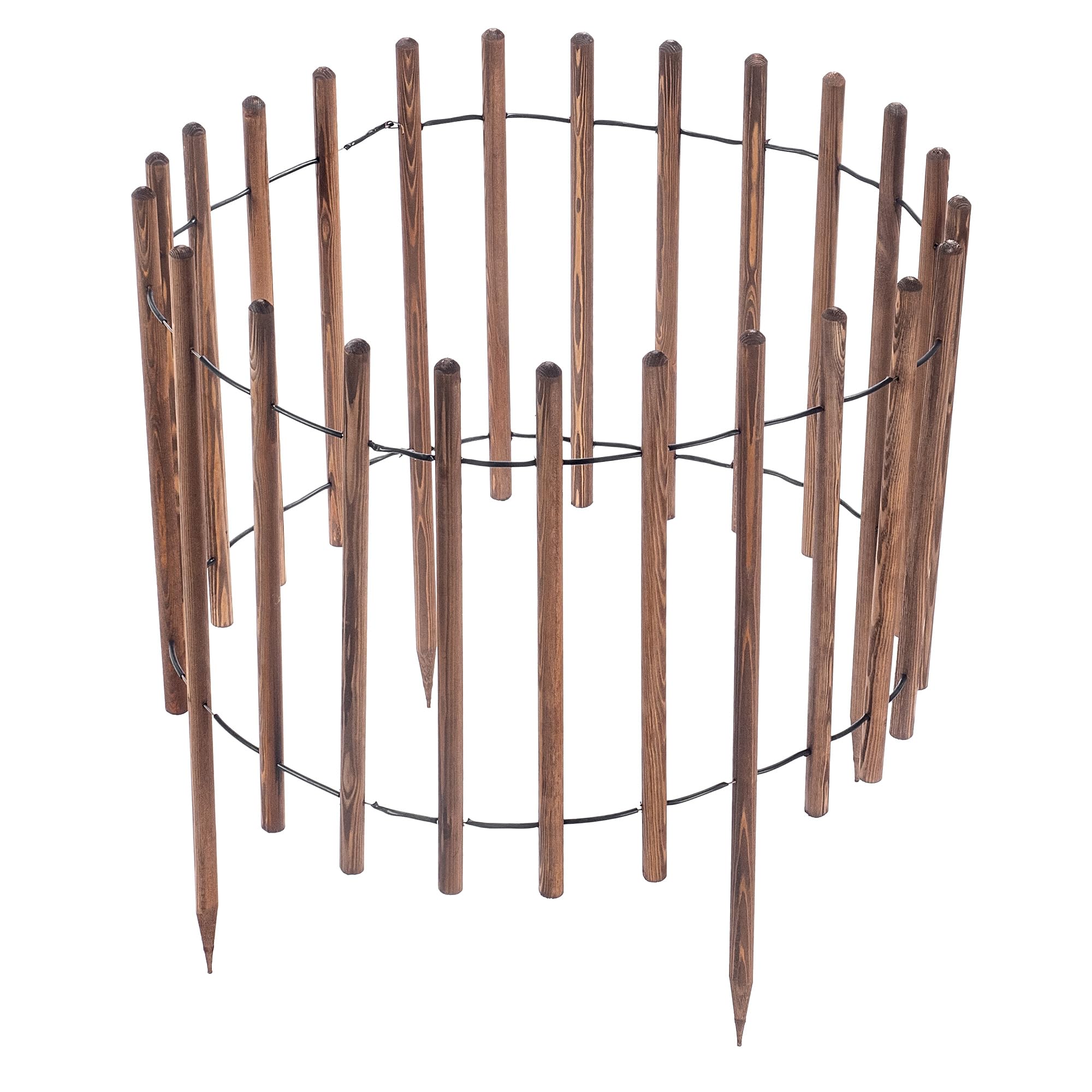 KADAX Bordo per aiuole, recinzione in legno resistente alle intemperie, bordo per aiuole con collegamento in filo di acciaio, bordo per prato, bordo per giardino, aiuole o parco (80 x 230 cm)
