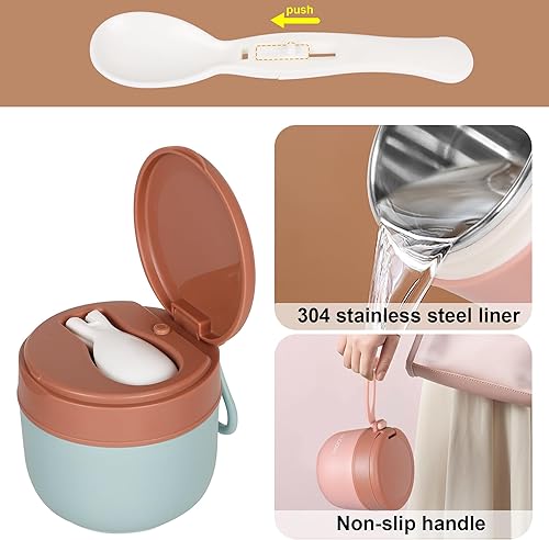 Miniatura 6 de Spoilu Recipiente de comida aislado para niños y adultos, 12.3 onzas, tarro de comida para niños aislado al vacío de acero inoxidable con cuchara