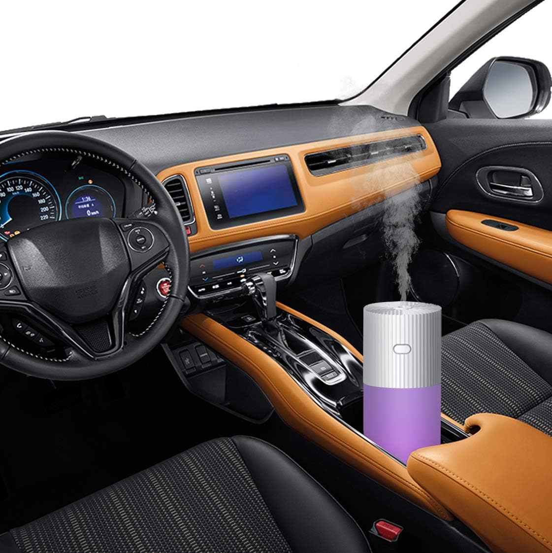 Car Diffuser Humidifiers, YJY Portable Cool Mist Humidifier for Bedroom Travel Baby, USB 300mL Auto Shut-off 7 Colors LED Light for Vehicle Home Office Desk(White)