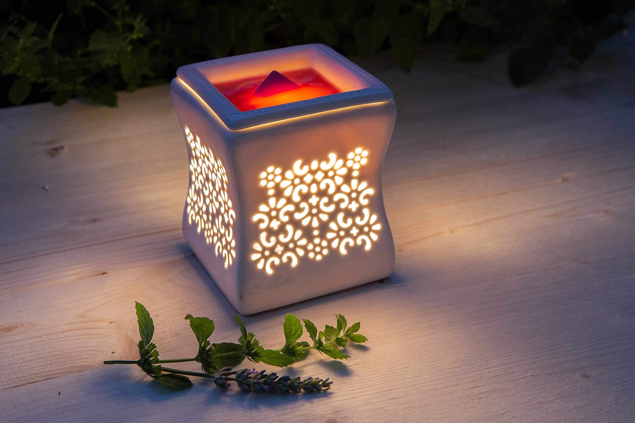CANDLE LITE électrique de Parfum Lampe avec lumière, Nata, Blanc, 10 x 10 x 12 cm