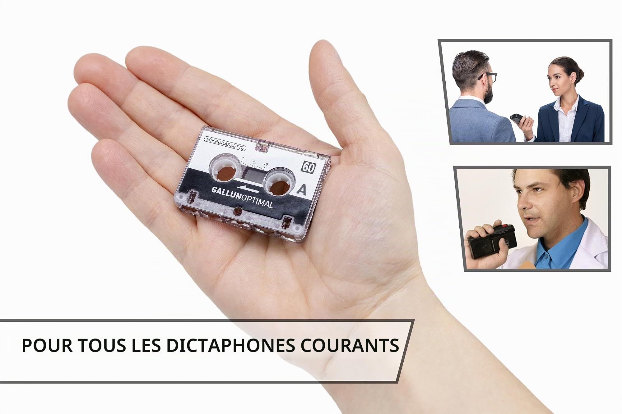 MC60 Microcassette Dictaphone Pack de 3 Audio Cassette
