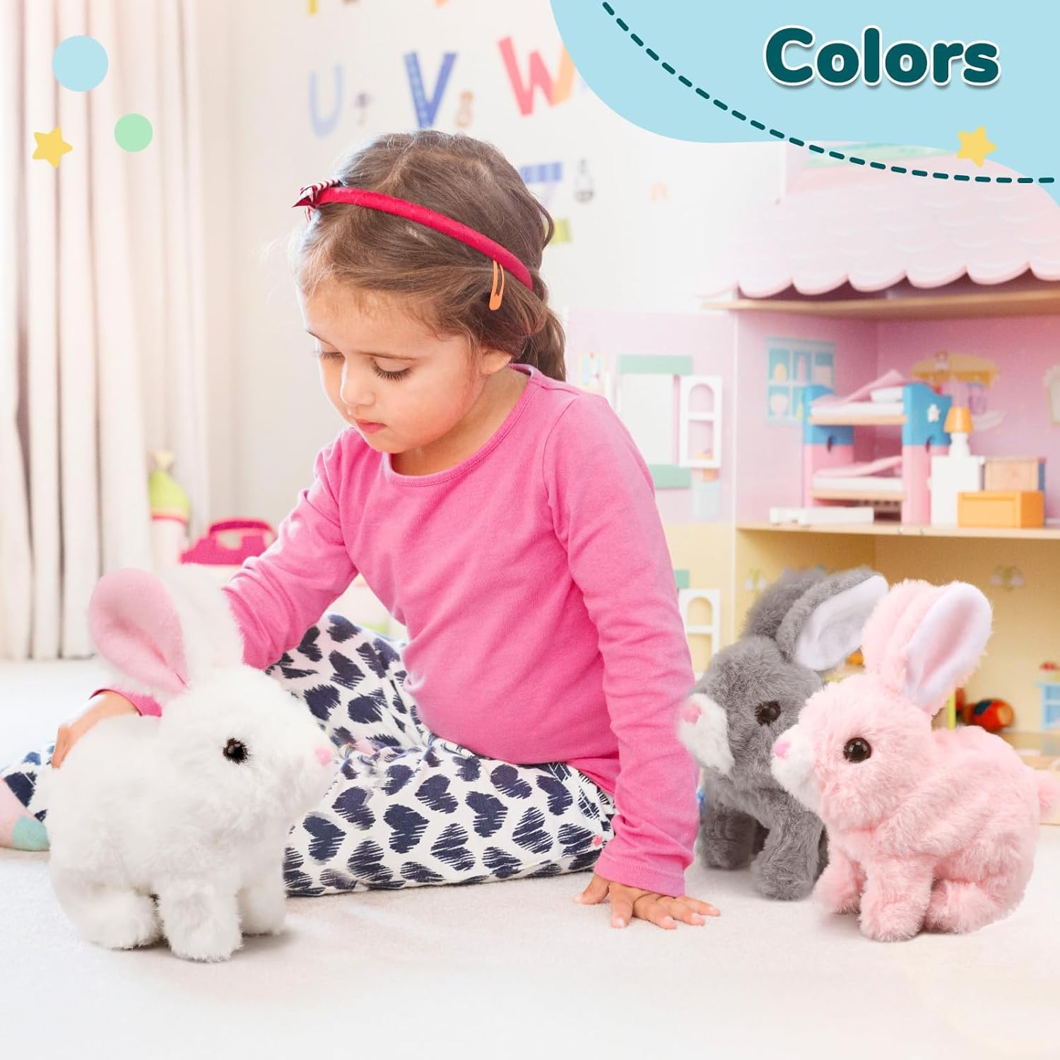 Shivaaro Walking and Talking Rabbit | Walking Rabbit Hopping and Talking Jumping Wiggling Ears Bunny Toy for Baby Kids Plush Soft Dancing 2