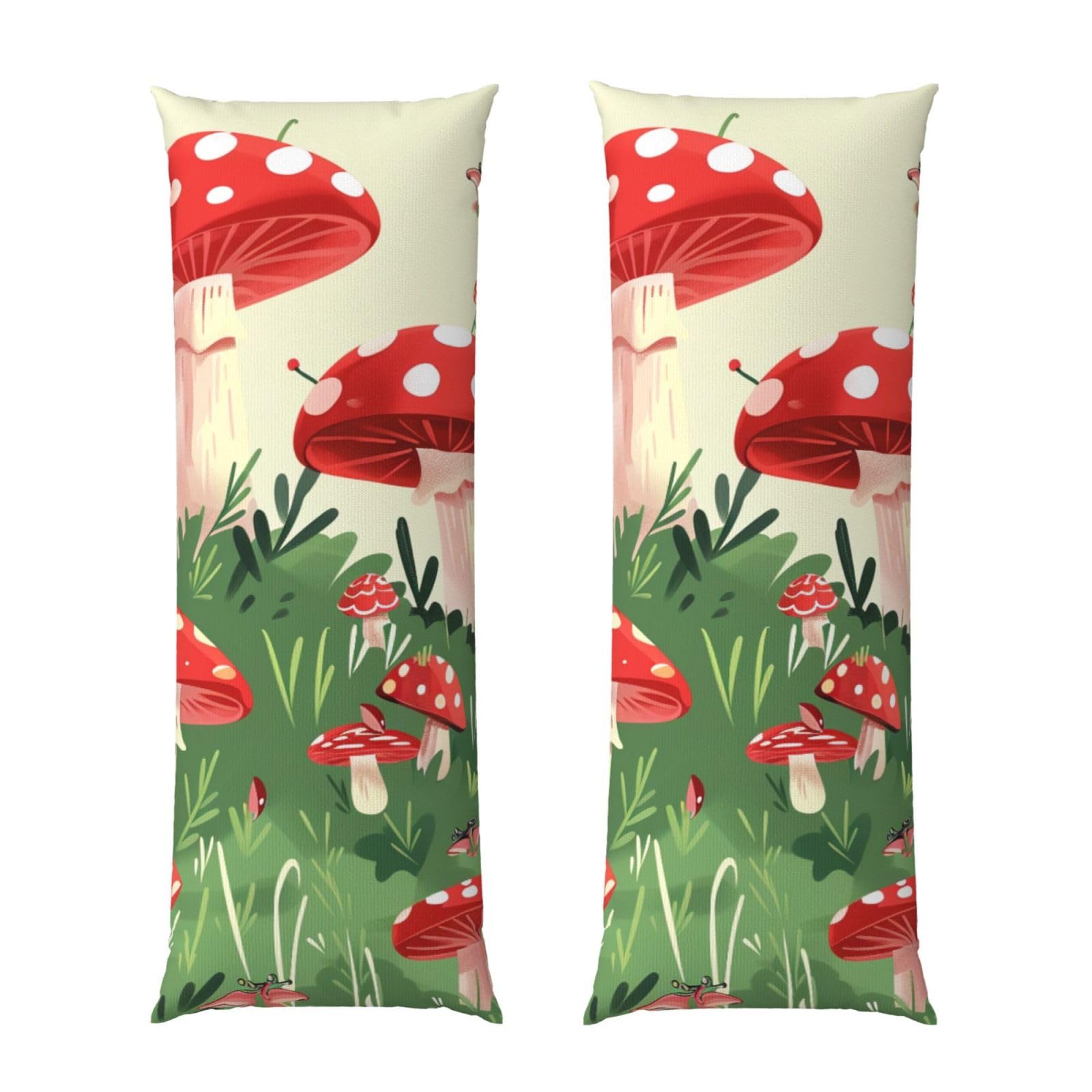 Body Pillow Cover 20x54 Inch, Cartoon Mushrooms Print Long Lumbar Pillow Case with Zipper Long Body Pillowcase Decorative for Bed Sofa Bedroom