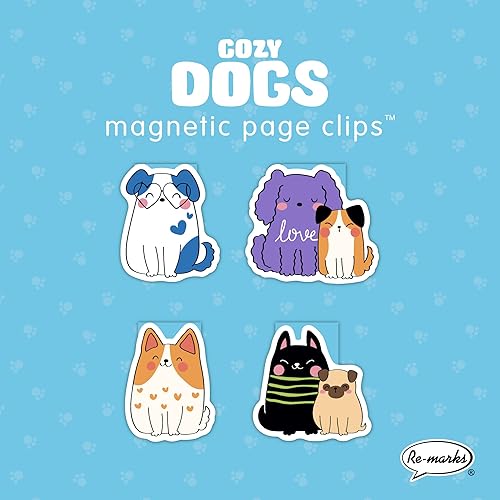 Miniatura 4 de Re-marks Cozy Cats and Dogs - Marcadores magnéticos para página, 2 juegos de 4 clips de página, 8 clips en total