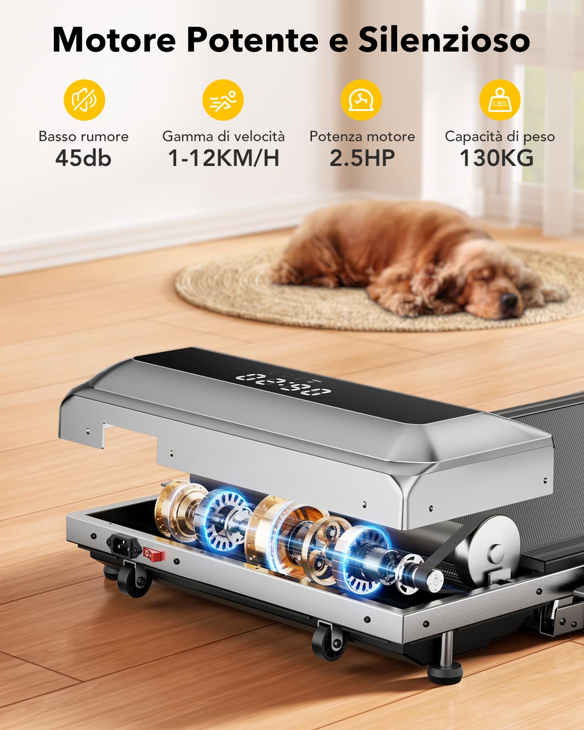 Tapis Roulant Elettrico con Inclinazione, 2 in 1 Tapis Roulant Pieghevole con Pendenza, 12km/h Walking Pad, App e Telecomando, Salvaspazio, Display LED, Tapis Roulant Sotto Scrivania