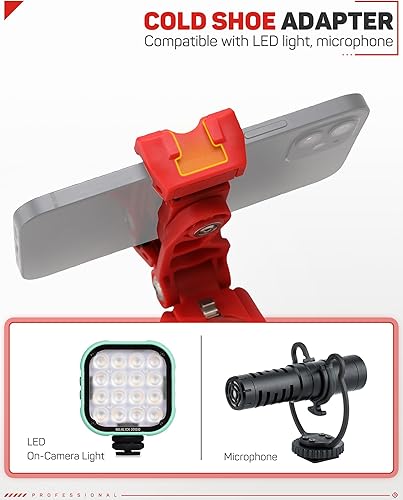 Miniatura 4 de IFOOTAGE Adaptador universal de montaje de trípode para teléfono con zapata fría, soporte de teléfono celular de rotación de 360 para trípode, palo