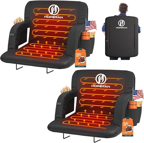 HOPERAN 25-inch Heated Stadium Seats for Bleachers (2-Pack, Black)