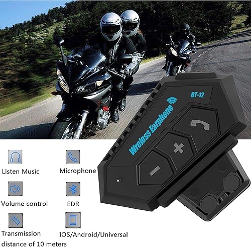 Miniatura 5 de Auriculares para Casco de Motocicleta Headset Estéreo Bluetooth Auriculares Inalámbricos Manos Libres Micrófono Auriculares Reproductor de Música