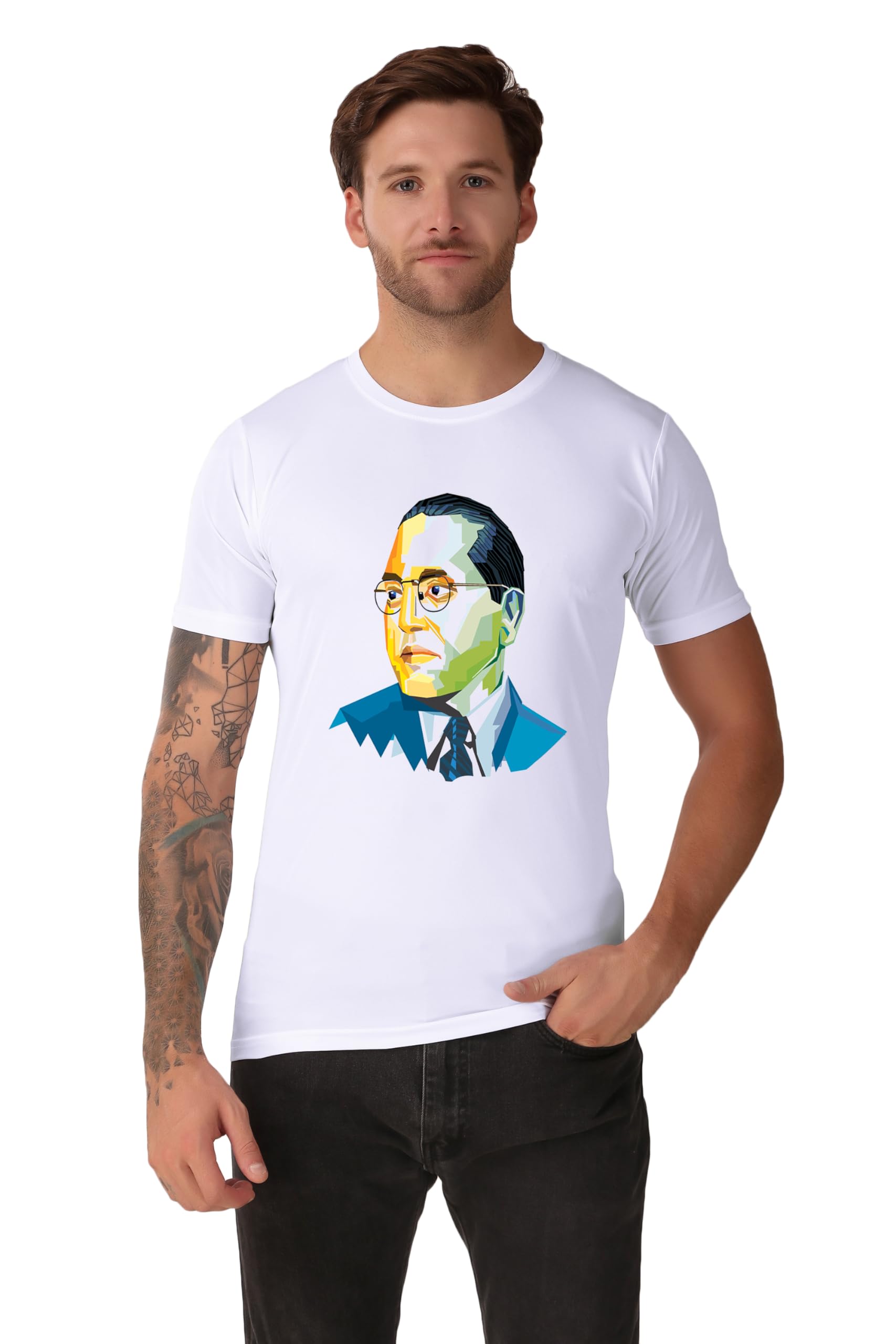 VEKTEK Unisex Polyester Fabric, Half Sleeves, Round Neck & Collarless T Shirt for Casual, Office & Sports Wear