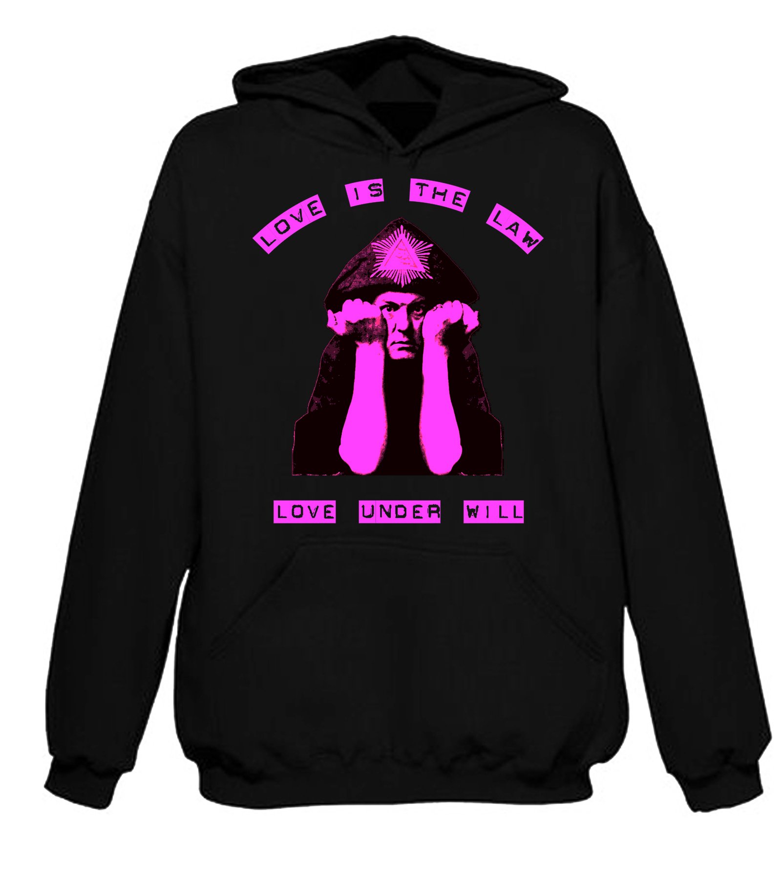 Tribal T-Shirts Mens Aleister Crowley Love is the Law Hoody (XXL, Black)