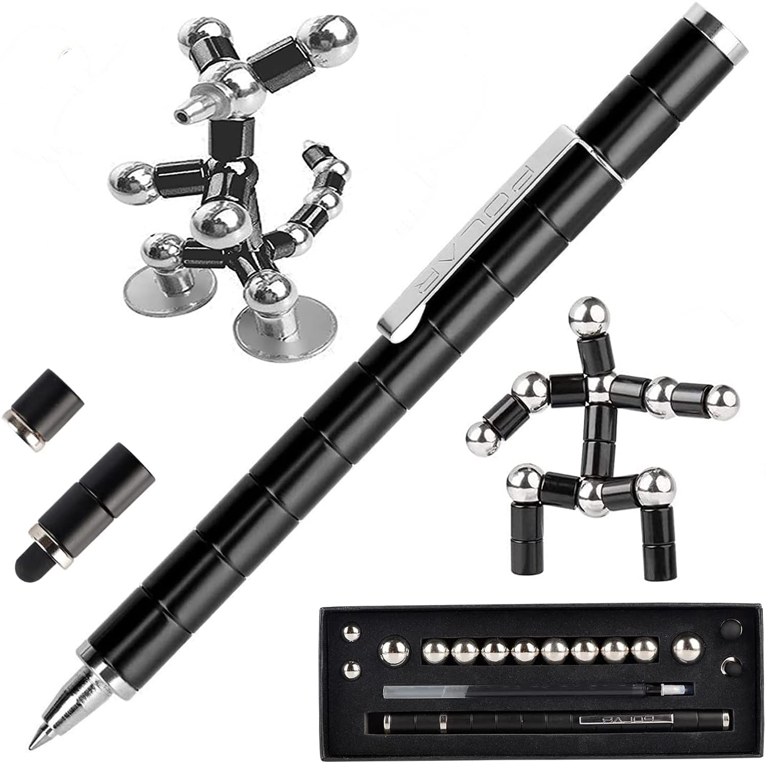 2023 New Magnetic Pen Toy, Decompression Magnet Metal Fidget Pen, Creative Toy Can Write, Gifts for Family or Friends (Black)