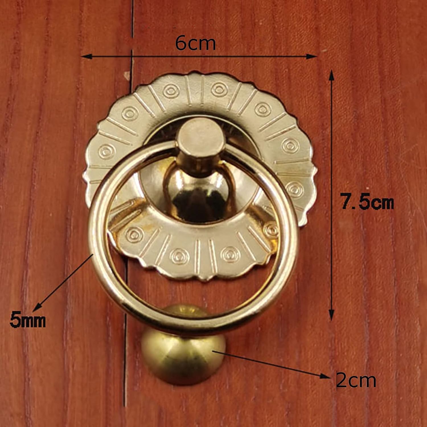 Retro Brass Door Handle Antique Copper Door Knocker Chinese Wooden Door Ring Villa Courtyard Entrance Door Decoration Accessories (Size: 12.5cm Diameter) (15.6cm Diameter)