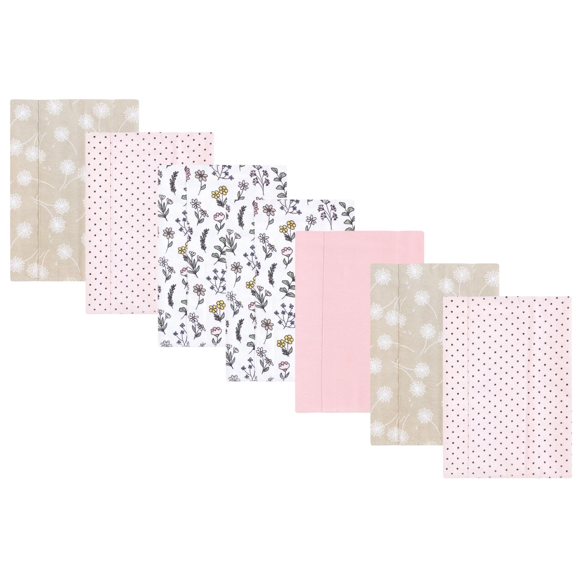 Luvable Friends Hudson Baby Flannel Burp Cloths 7pk, Pink Dandelion