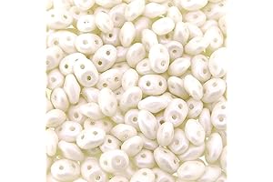 Czech Superduos Two-Hole Super Duo Seed Beads In Pearl Shine White