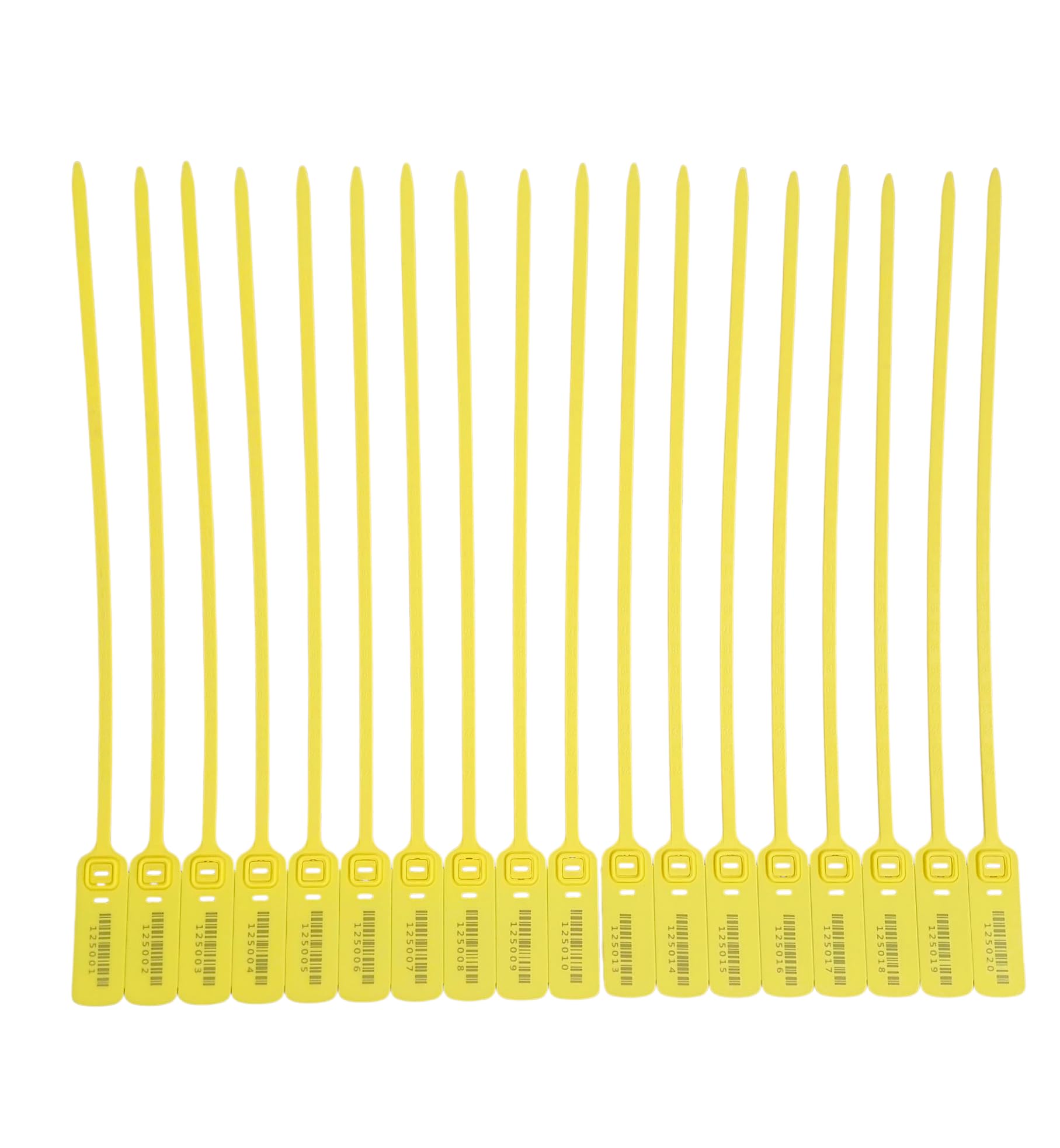 1000 x 40 cm Guarnizione di sicurezza in plastica gialla con cinghia piatta – numerate con codice a barre, antimanomissione – per container, gabbie, carrelli, spedizioni di alto valore