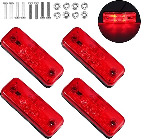 Amazon Justech サイドマーカーランプ 4led 12v 24v トラック トレーラーなどに対応 Ip67防水性 クリアランスランプ 警告灯 E Mark認証 ４個入り レッド ウィンカー サイドマーカー 車 バイク