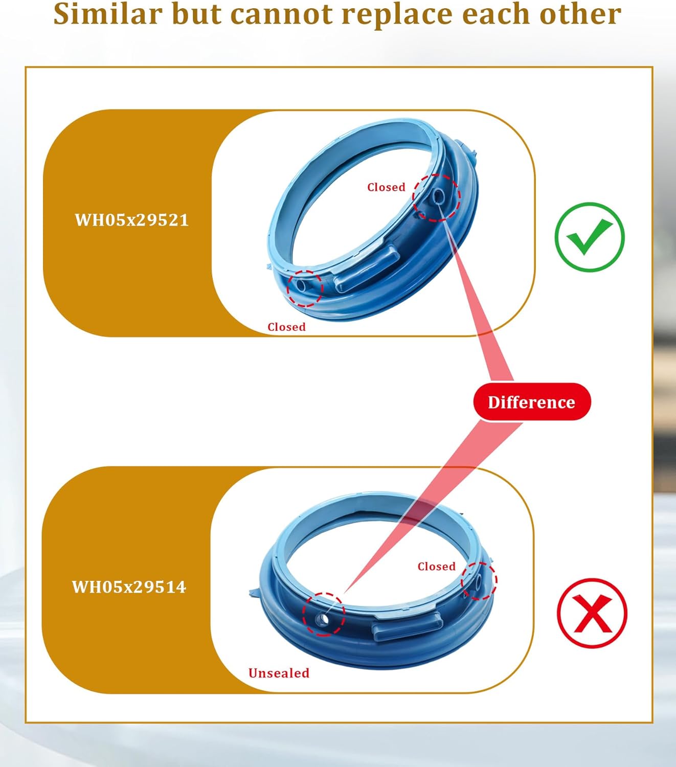 WH05X29521 Fits For GE Front Load Washer Rubber Seal,Washer Door Gasket For GFW550SSN0WW,GFW550SSN2WW,GFW550SSN5WW,GFW550SSN1WW,GFW550SPR5RS,GFW550SPN0DG,GFW550SPR4RS,GFW550SSN4WW,GFW550SSN3WW Etc