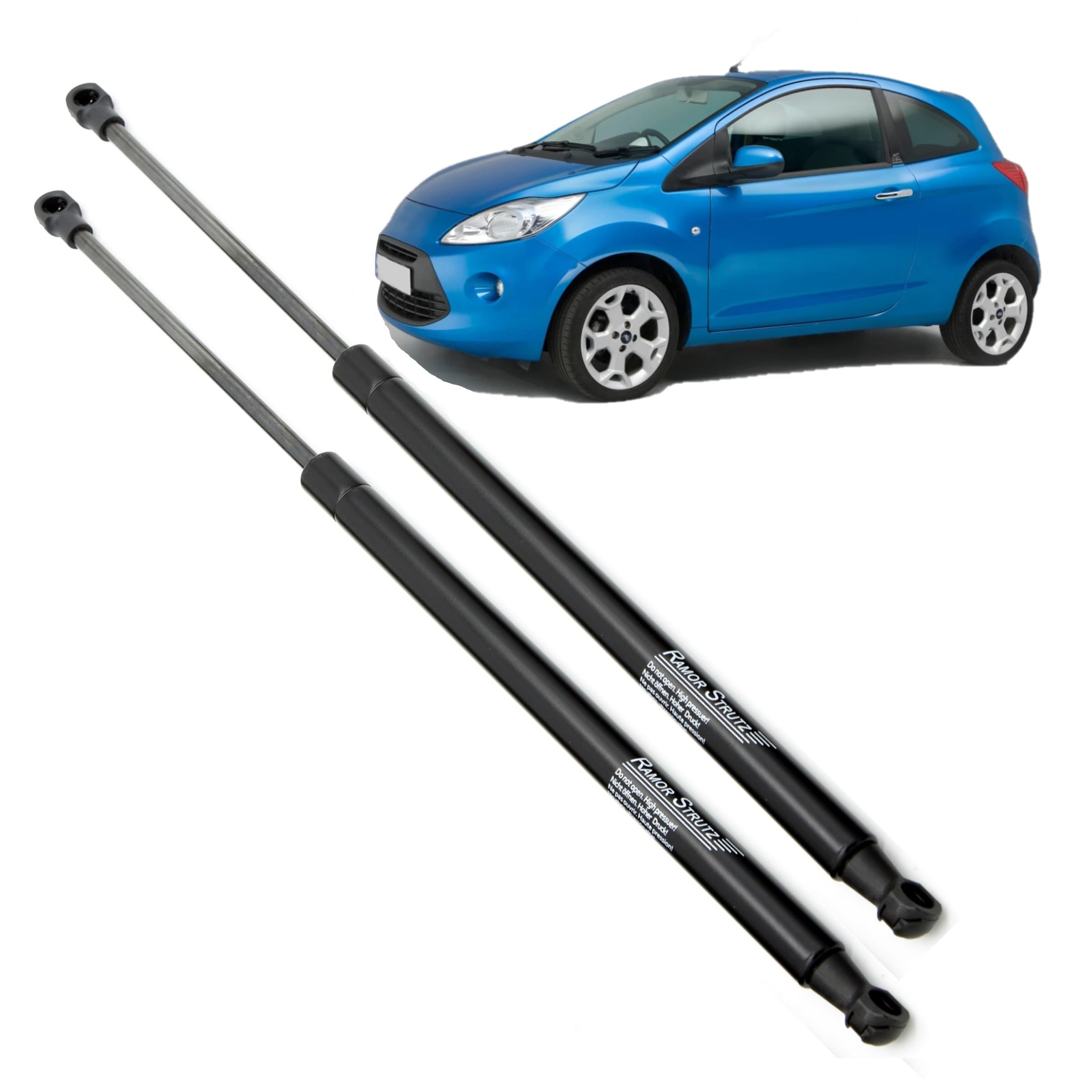 2x Molle a Gas Compatibile con Ford KA Mk2 2008-2016. Ammortizzatore Pistoncini Cofano Posteriore Sostituzione per 51794232 e altri.