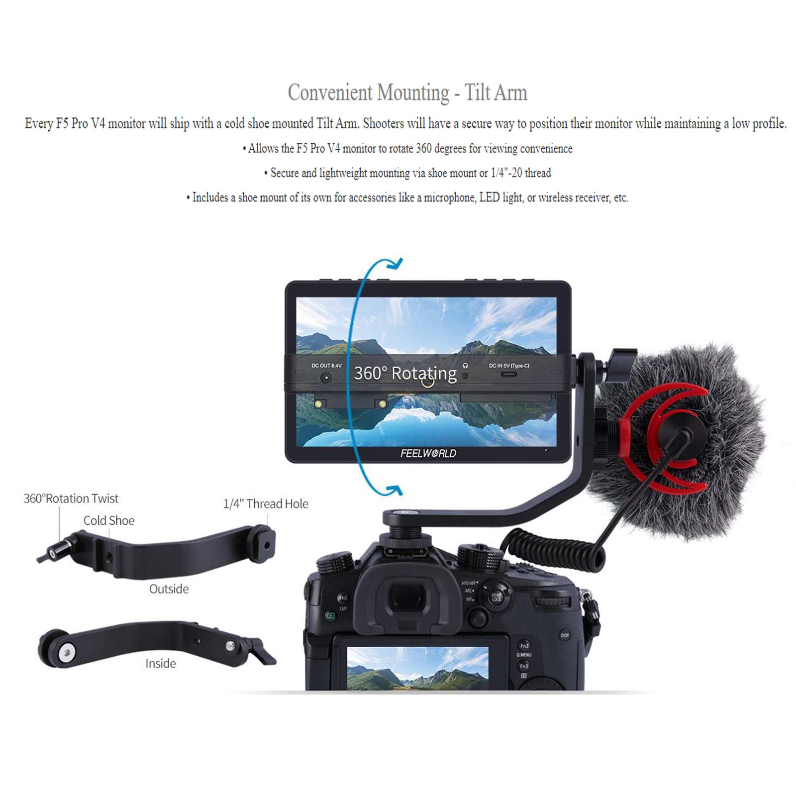 FEELWORLD F5 Pro V4 Monitor de campo de câmera DSLR com tela