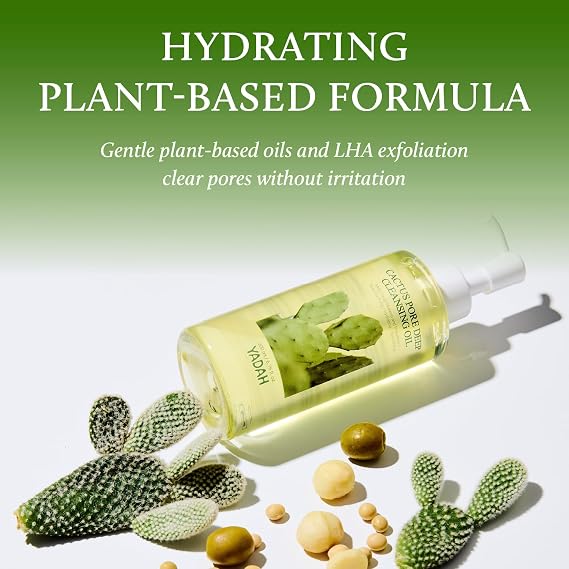YADAH Cactus Pore Deep Cleansing Oil (6.76 Fl Oz) Lightweight Daily Facial Cleanser & Daily Makeup Remover with Cactus Seed Oil for Pore Purifying & Balanced Skin, Double Cleansing Korean Skincare