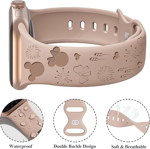 Miniatura 2 de Paquete de 10 correas de silicona grabadas compatibles con Apple Watch de 1.575 pulgadas, 1.496 pulgadas, 1.614 pulgadas, 1.654 pulgadas, 1.732