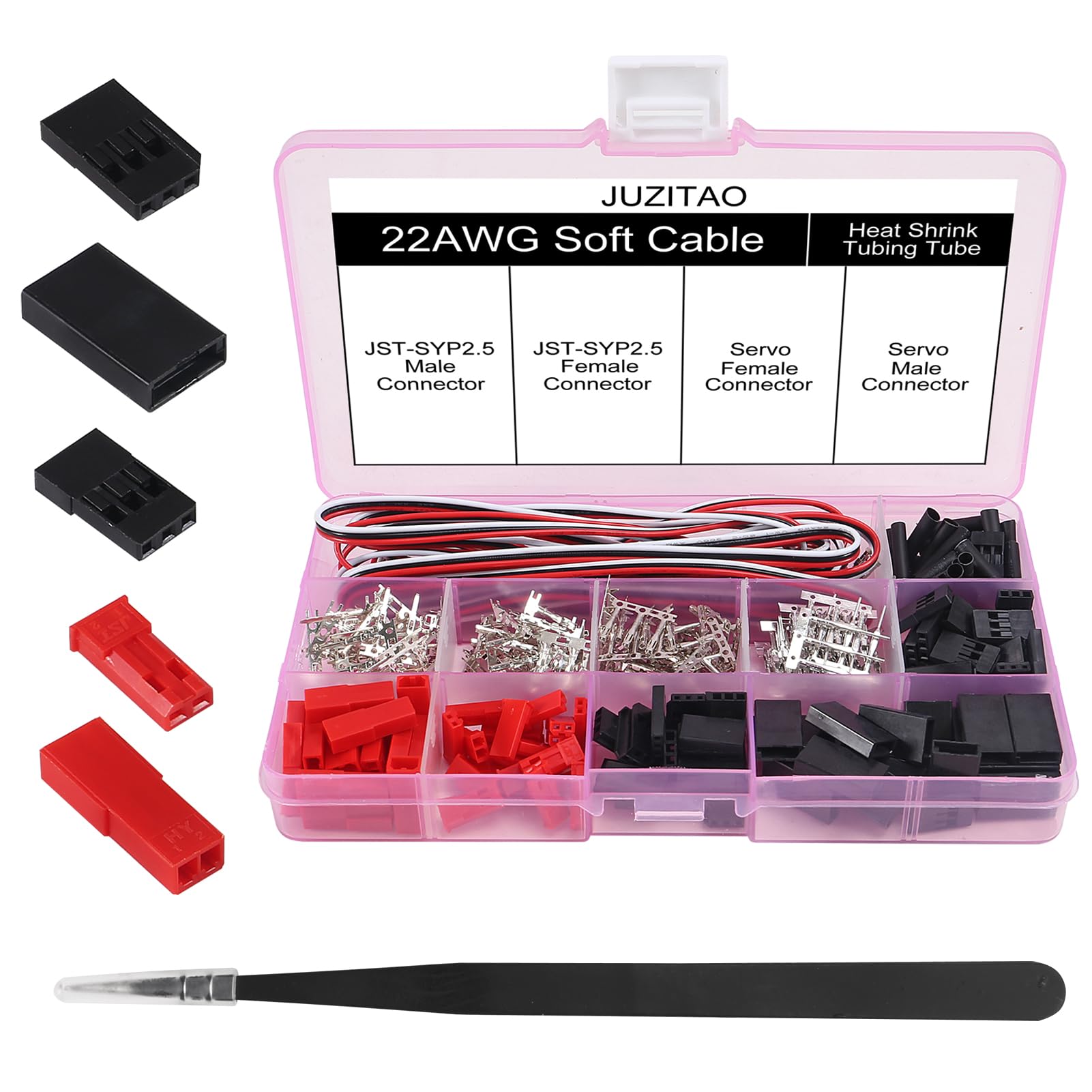 JUZITAO 40 Sets JST Servo Connector Kit Servo Plug Male Female Connector Crimp Pin Cable Kit Compatible JST SYP Futaba for Hitec Spektrum RC