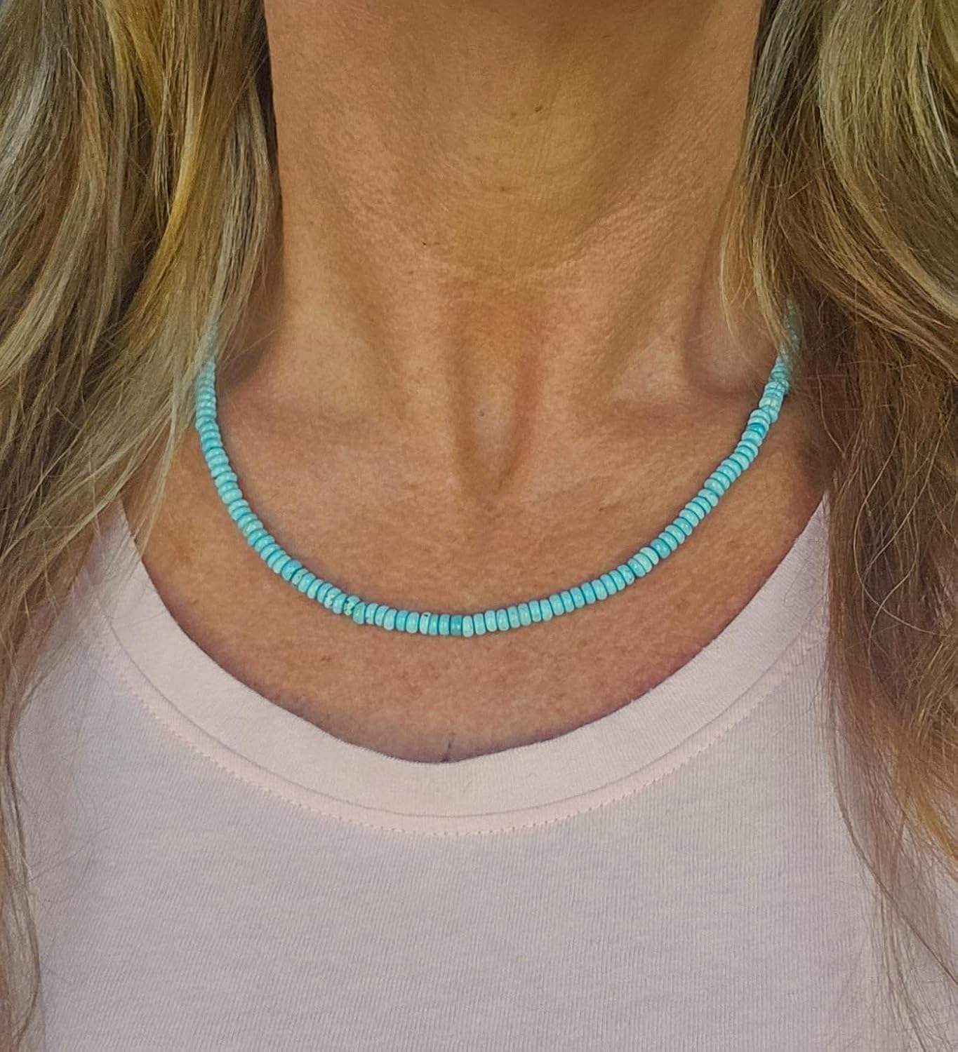 Dainty Natural Turquoise Beaded Choker
