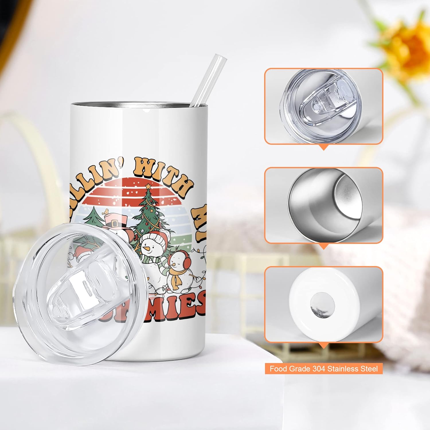 AGH 12 oz Sublimation Tumblers Blanks with Lids and Straws 4 Pack Stainless Steel Straight Skinny Tumblers for Kids Double Wall Vacuum Insulated Tumbler BPA-Free Great DIY Gift for Children - Image 2