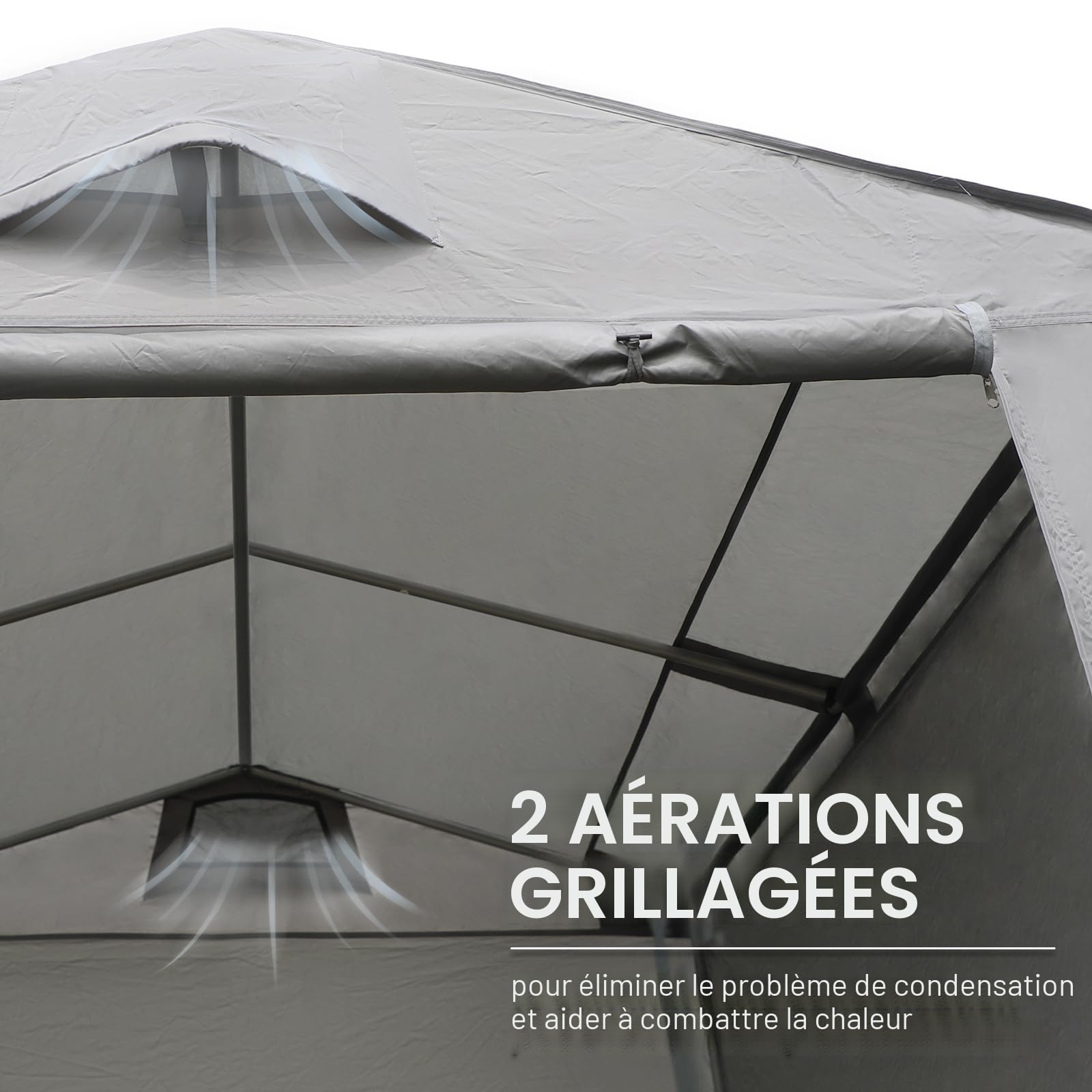 EVER ADVANCED Abri de Jardin 9.8m³ Tente de Stockage 190x230x225cm, Abri de Jardin étanche avec 2 Ouvertures d'aération, Garage à vélos abri de vélo Garage de Rangement abri Tout Usage, Gris
