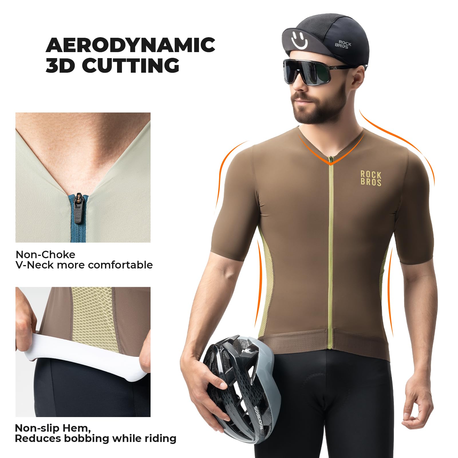 ROCKBROS Radtrikot Kurzarm Herren, Ultraleicht Atmungsaktiv und Schnell Trocknend Rennrad Trikot Fahrradtrikot mit Taschen für Radfahren MTB