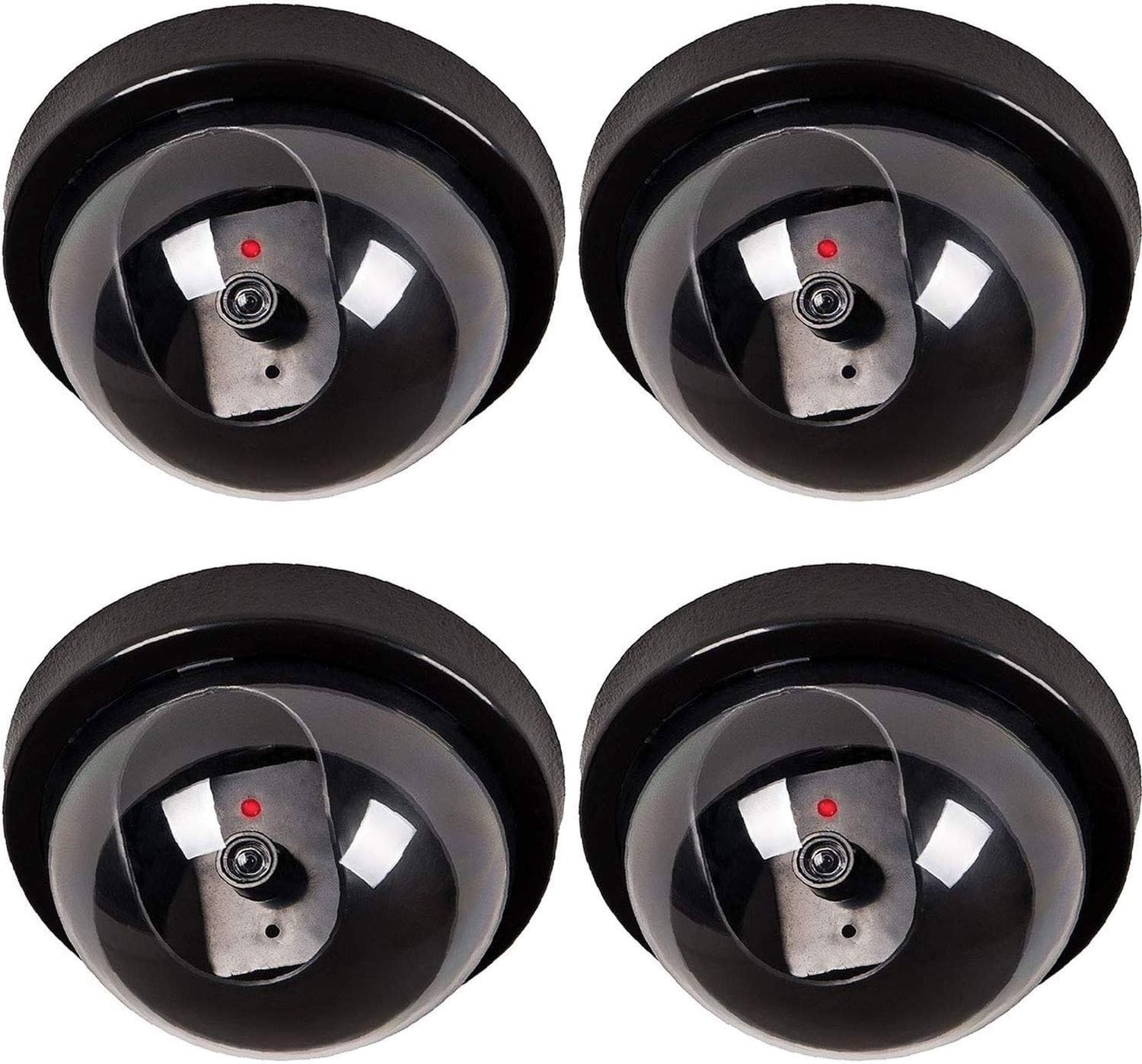 4 Pack Dummy Fake Security CCTV Dome Camera with Flashing Red LED Light for Indoor Outdoor Home Business, Black-picture-17