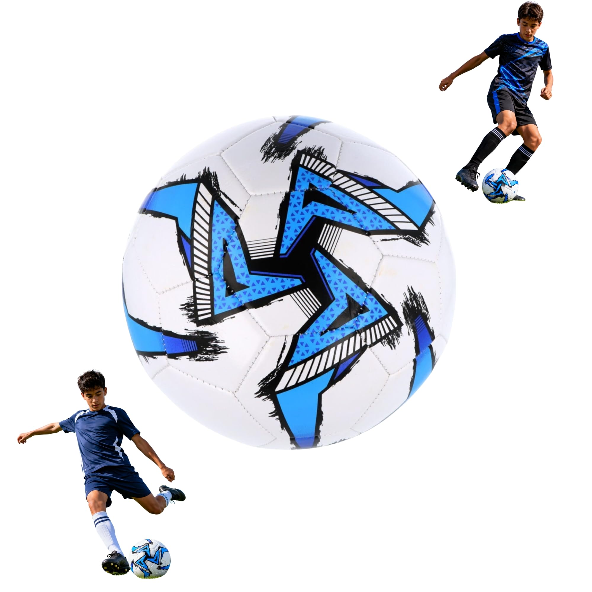 SRV Hub White & Blue Size 5 Football, 32 Panel Soccer Ball, Ready to Play, Outdoor Practice Football for Training, School PE, Match Games & Sports Activities — image 1