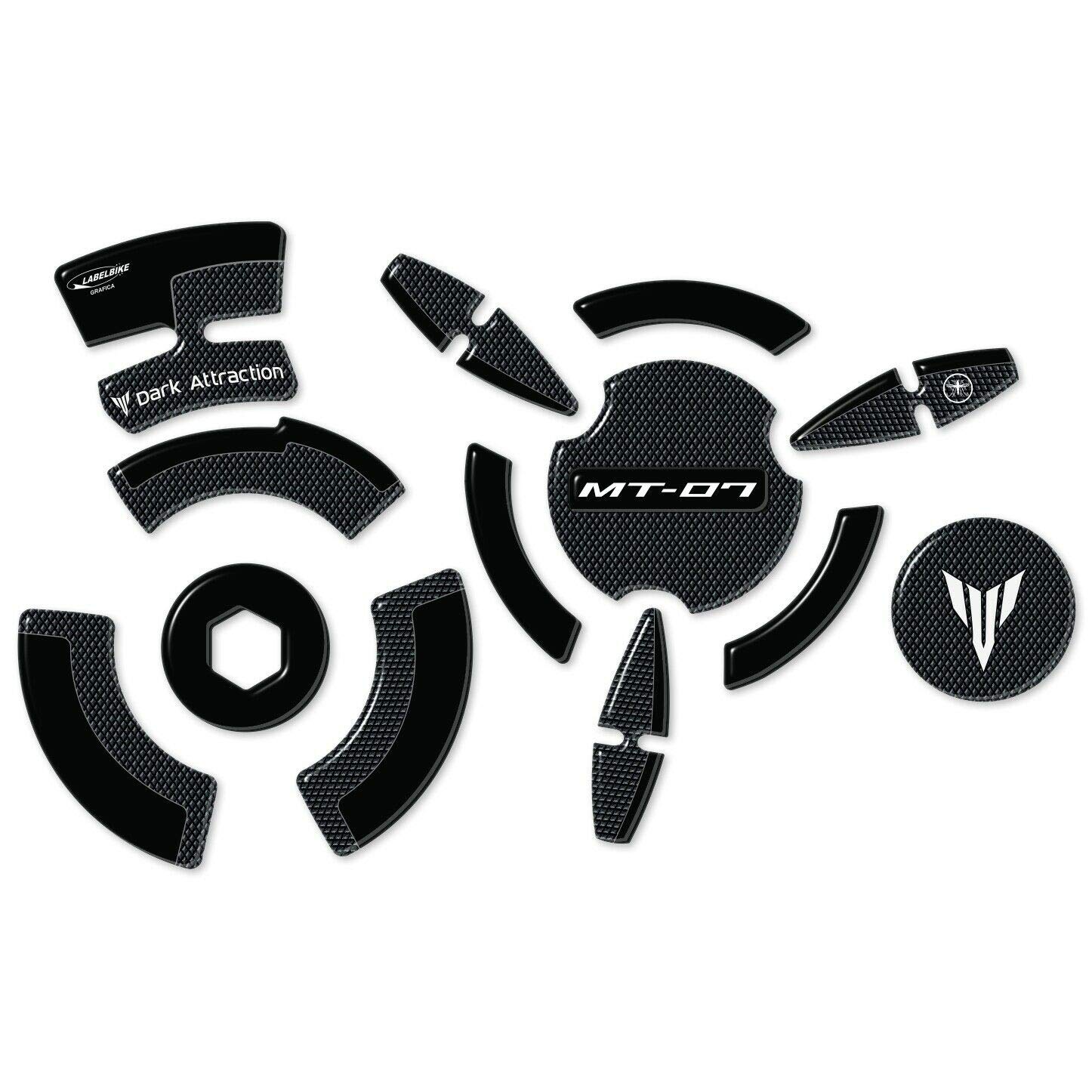 Labelbike Kit Adesivi 3D In Resina Per Yamaha MT-07 - Protezioni Carter Laterali, Made In Italy