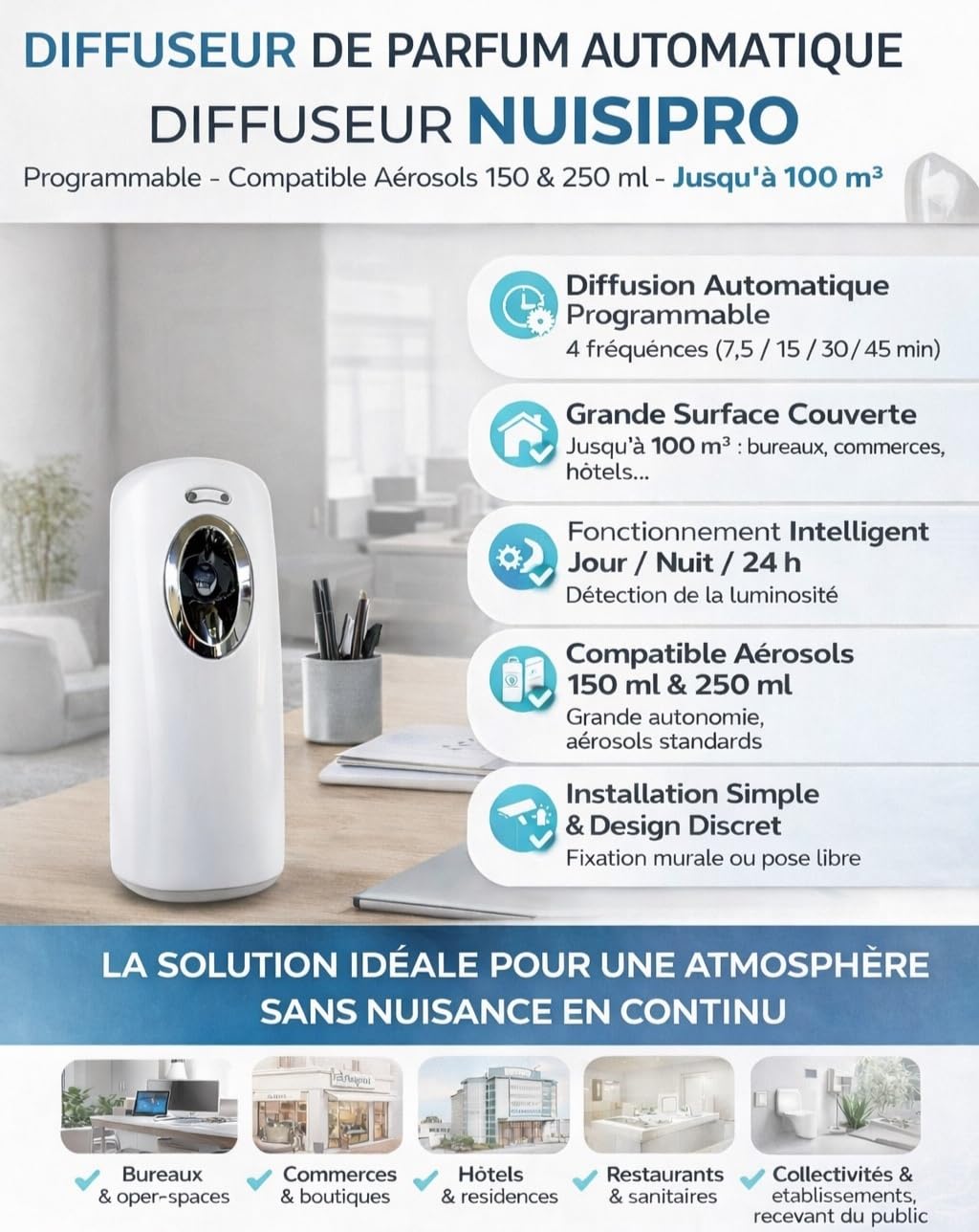 NUISIPRO - Diffuseur Anti Mouches, Anti moustiques - 1 Diffuseur & 1 Recharge Puissante Verte - Insecticide Pyrèthre - Protection Continue, Choc, Durable,